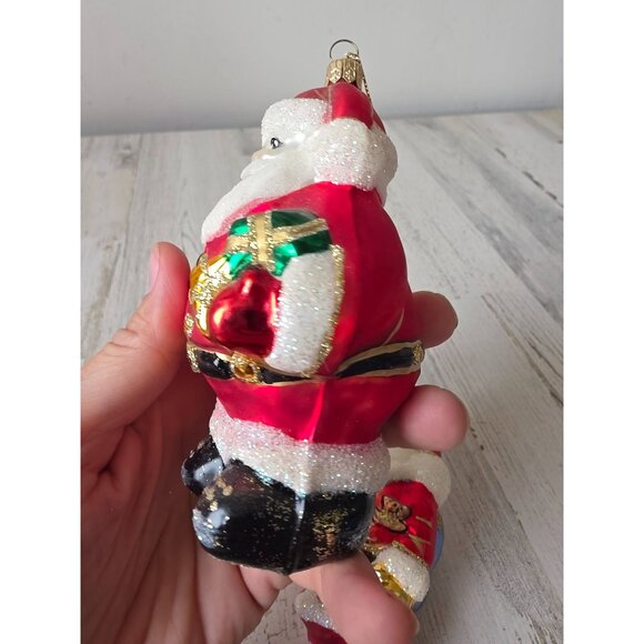 Glass glitter Santa ornament set bag red sparkle ornaments - Picture 6 of 10
